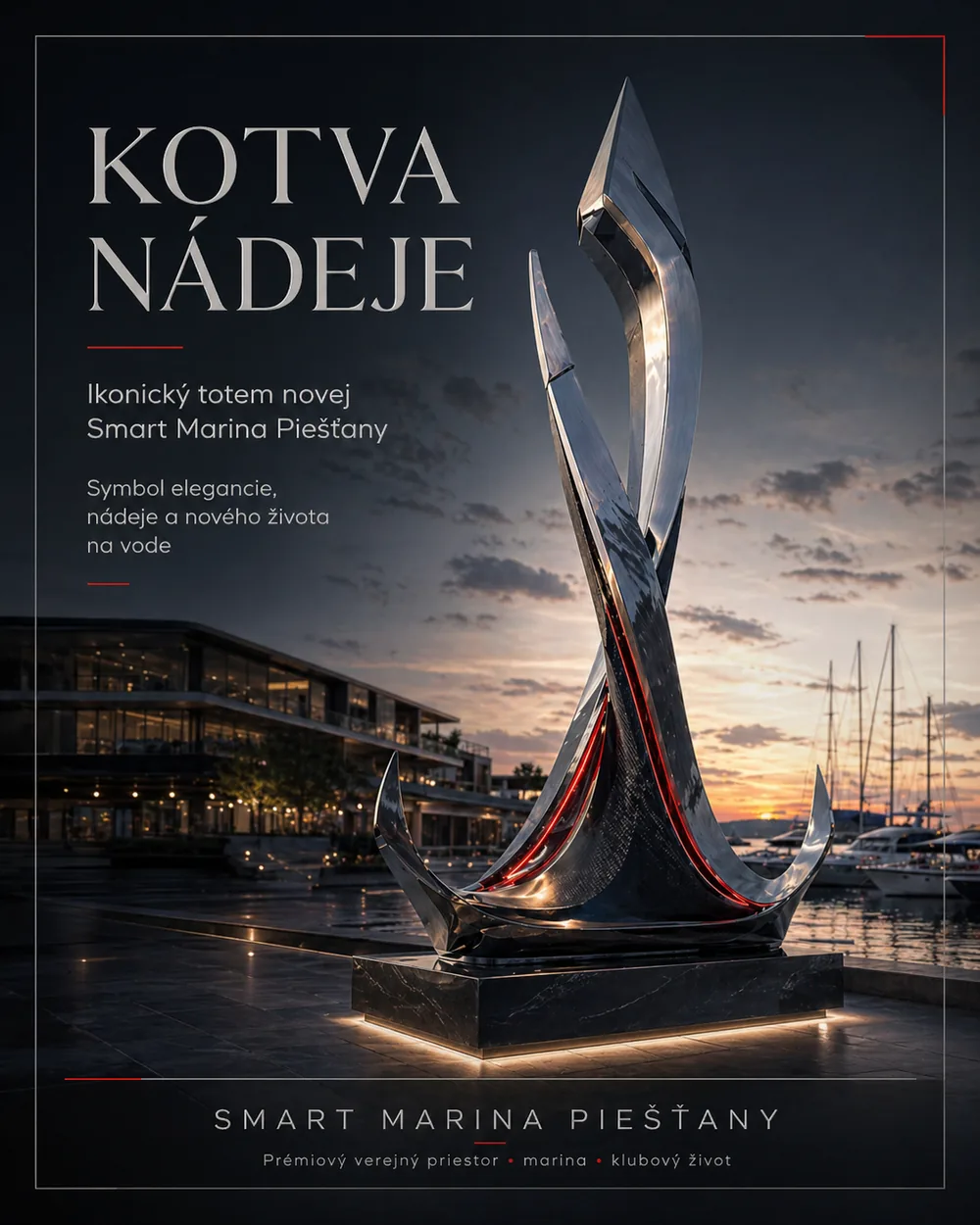 Kotva nádeje – vizuálny totem Smart Marina Piešťany